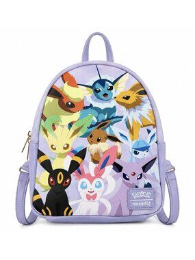 Loungefly Pokemon Eevee Eeveelutions Watercolor Mini Backpack EUC Purple